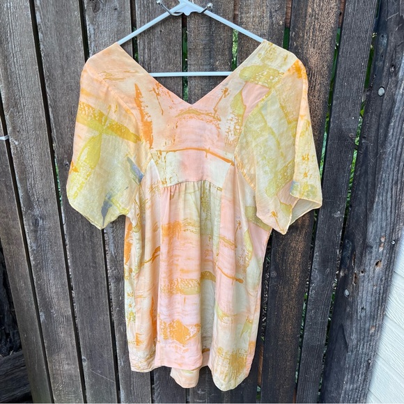 Maeve Anthropologie Ume Silk Watercolor Print Tunic Dress Sz 4 - Picture 2 of 10